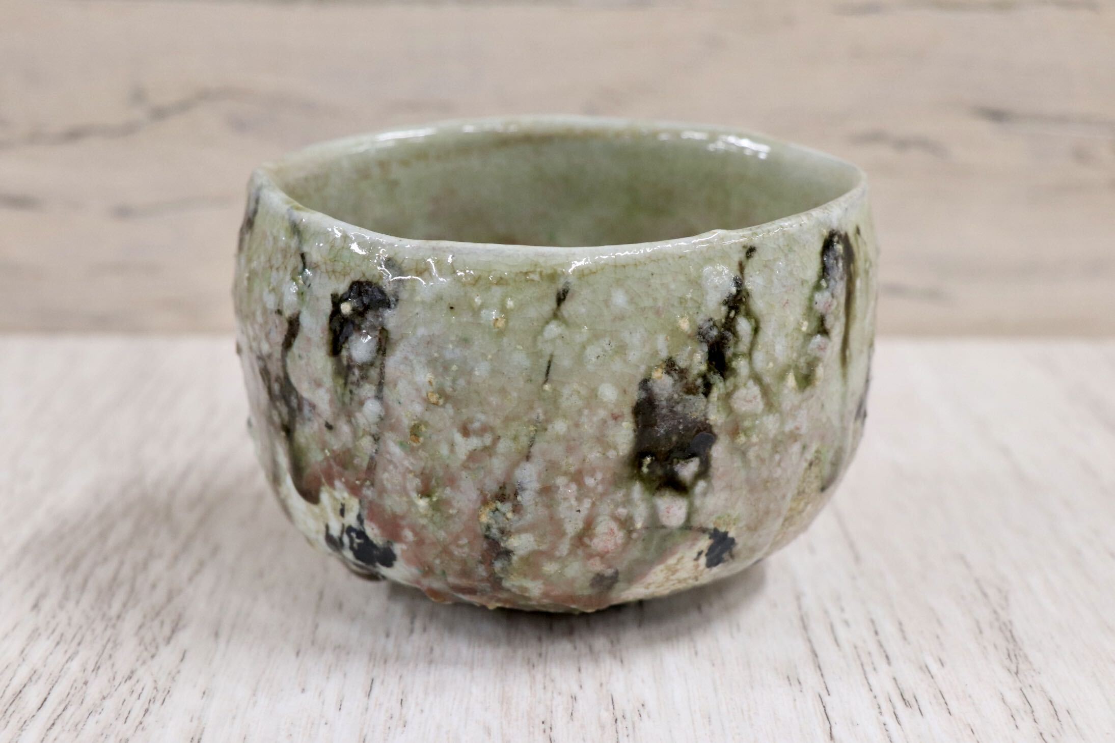 GMJO25○千代市陶房 清水万佐年 丹波焼 織部茶碗 茶器 抹茶碗 伝統工芸 丹波篠山 未使用