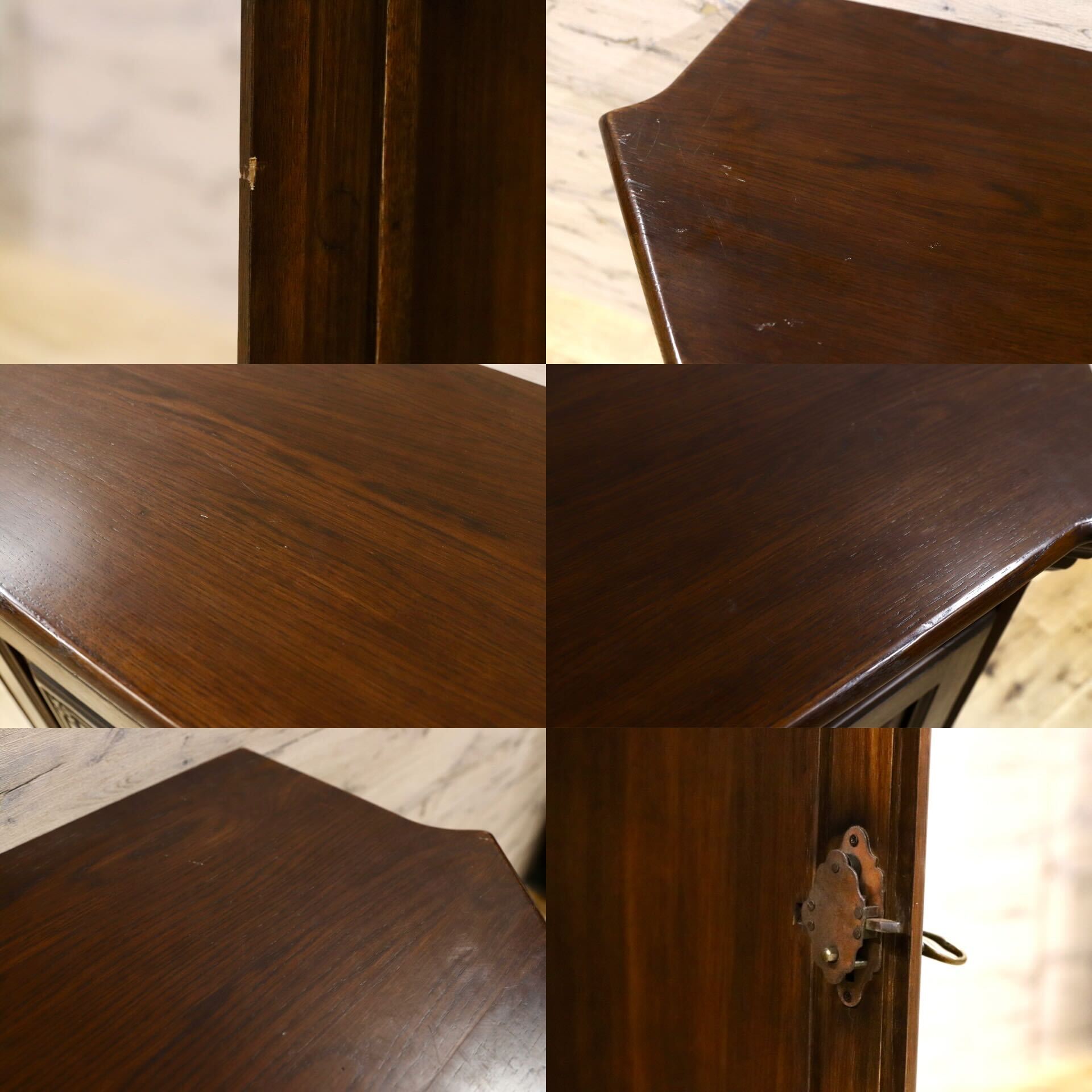 GMHK417○西洋 アンティーク サイドボード リビングボード オーク無垢材 クラシック ヴィンテージ 英国 オランダ 飾り棚 キャビネット