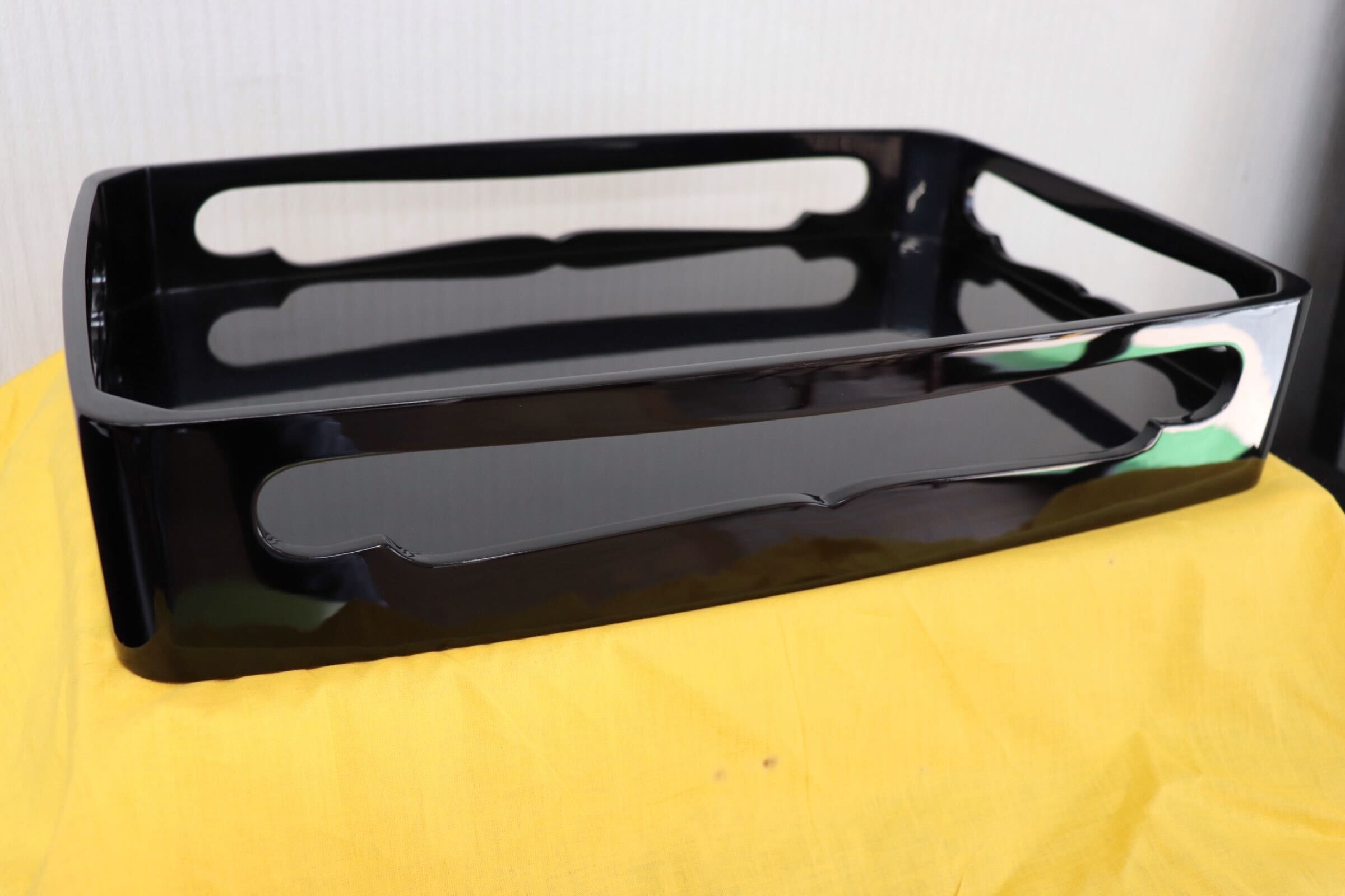 GMFH185A○輪島塗り お膳 盆 和善 トレイ 黒塗り 御会席膳 若松 伝統工芸 美品