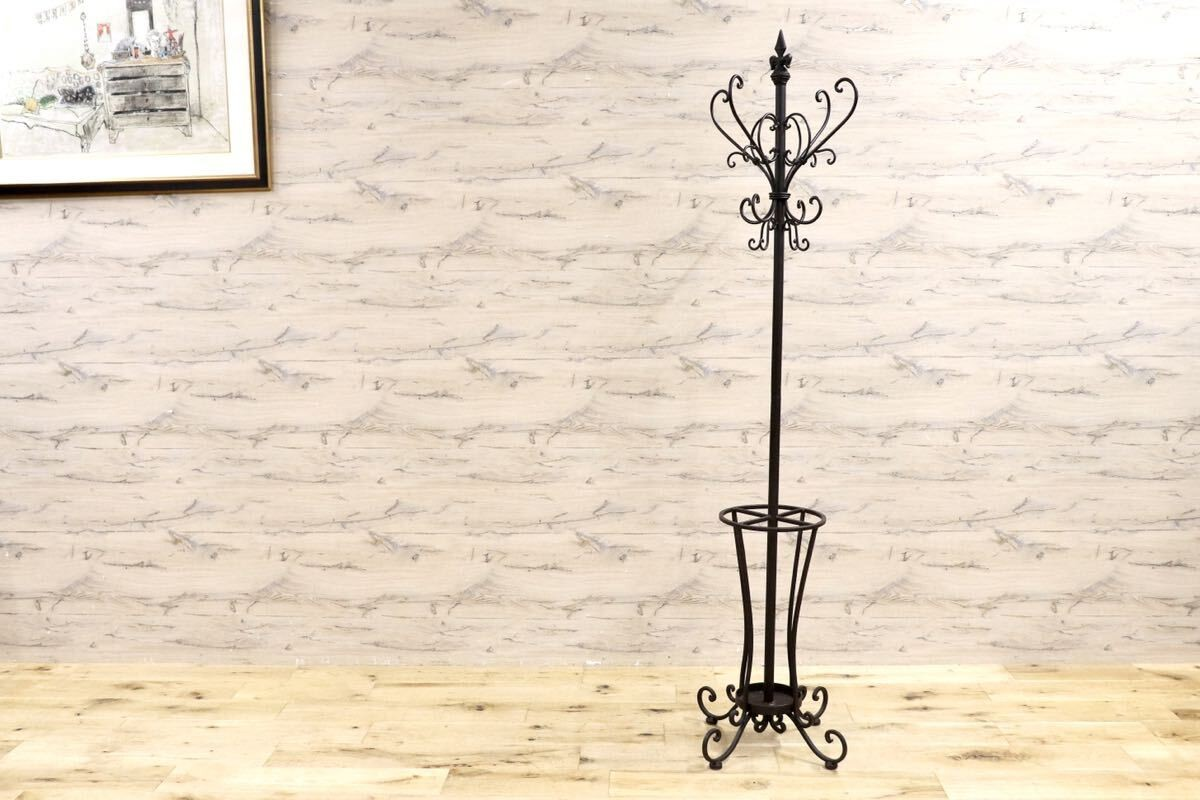 GMIK565○アンティーク調 ポールハンガー アイアン コートハンガー ハンガーラック 傘立て 帽子掛け ヴィンテージ フレンチシック