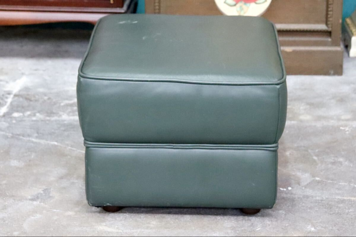 GMIS509A○karimoku / カリモク スツール オットマン 椅子 足置き 腰掛け 本革 ダークグリーン モダン シンプル 国産家具