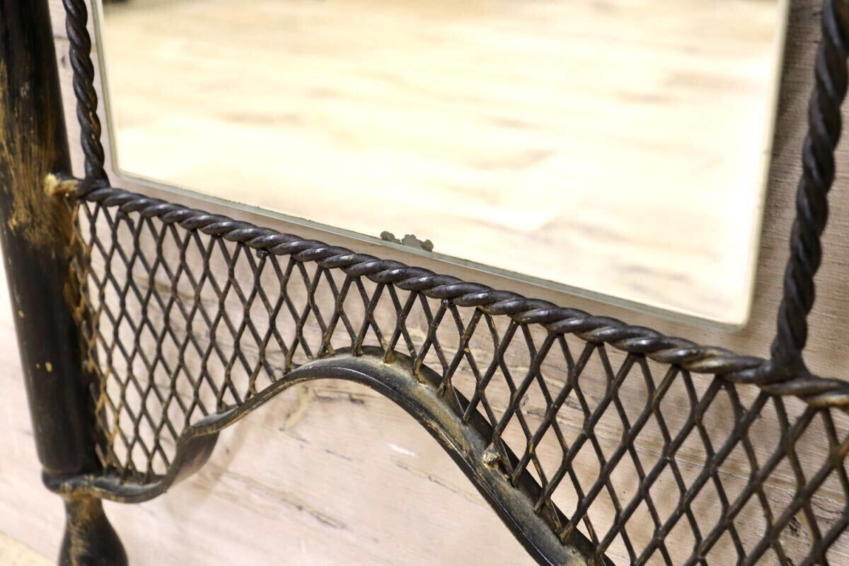 GMIK570B○アンティーク調 アイアン ウォールミラー 鏡 壁掛けミラー 姿見 壁掛け鏡 クラシック ゴシック 薔薇 インテリア