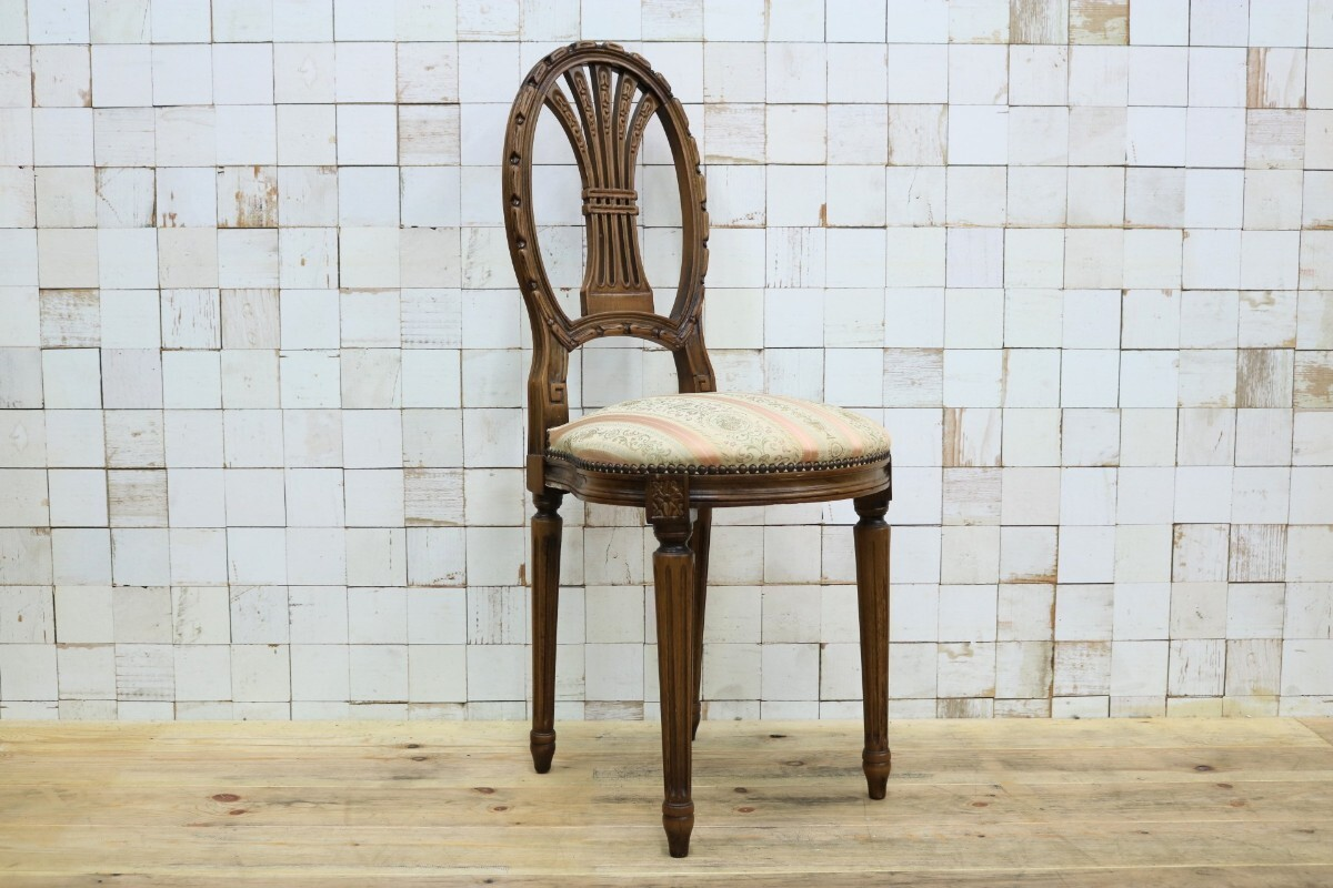 GMIK504B○イタリア アンティーク サイドチェアドレッサーチェア 椅子 鋲打ち ヴィンテージ 希少