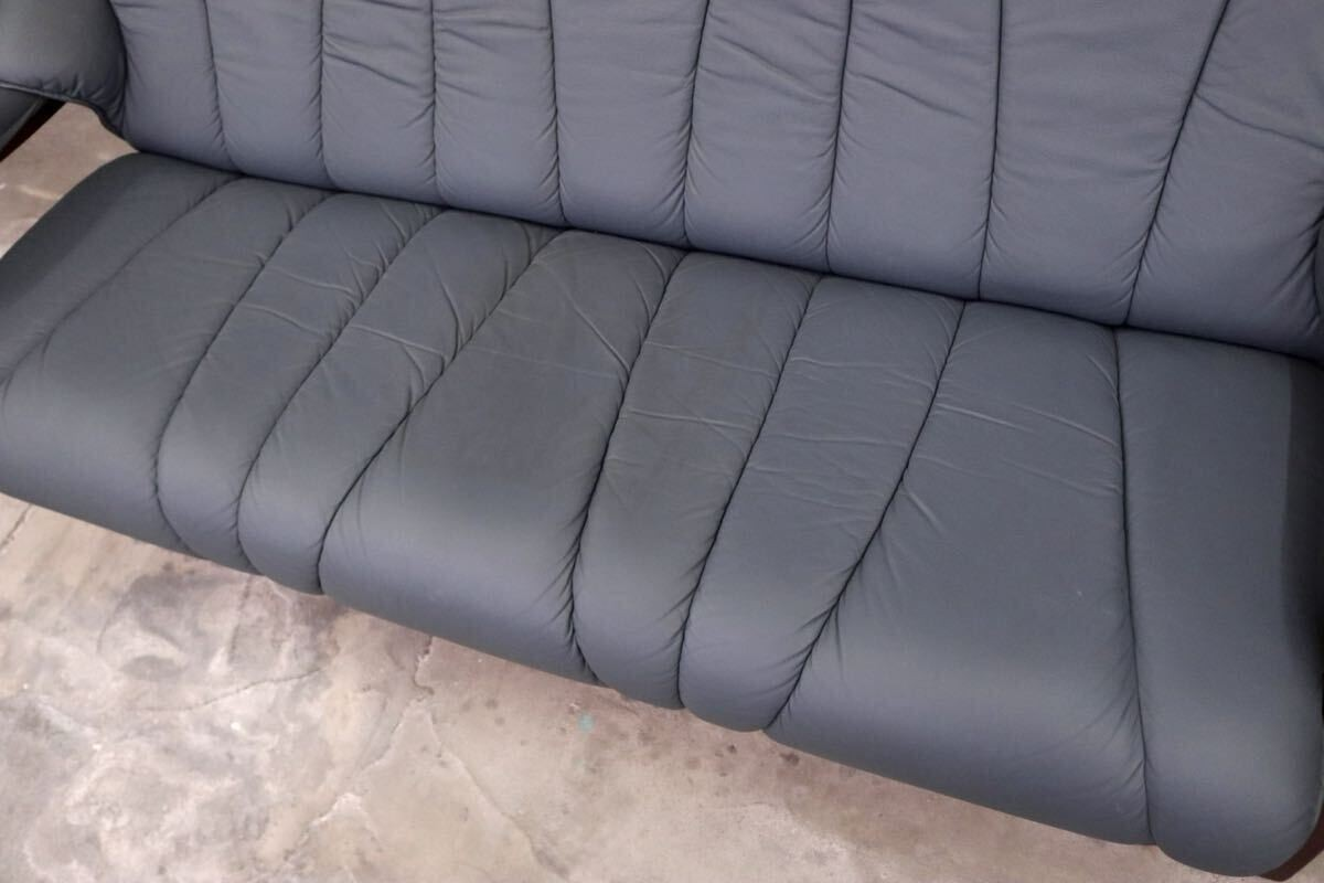 GMIH9○冨士ファニチア / FUJI FURNITURE 3人掛けソファ トリプルソファ 長椅子 3シーター 本革 国産家具 ヴィンテージ