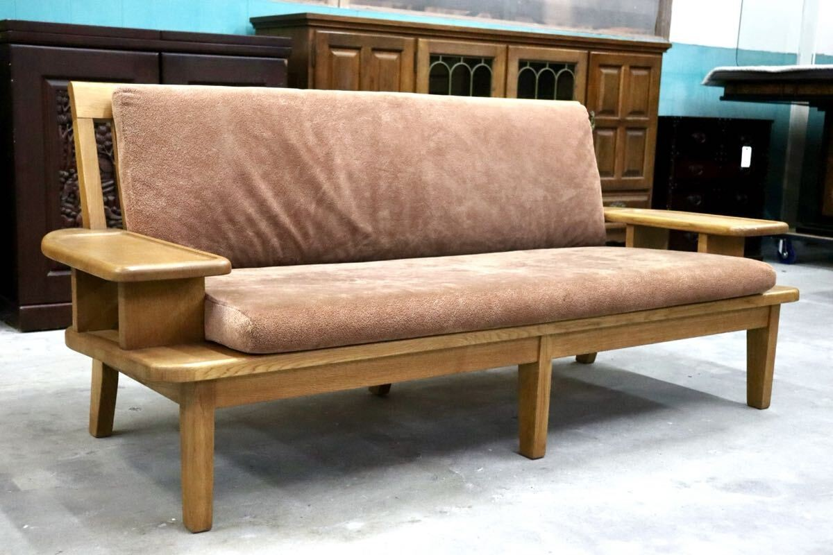 GMIK817○和モダン 2人掛けソファ ラブソファ 長椅子 ファブリック 天然木 ナチュラル