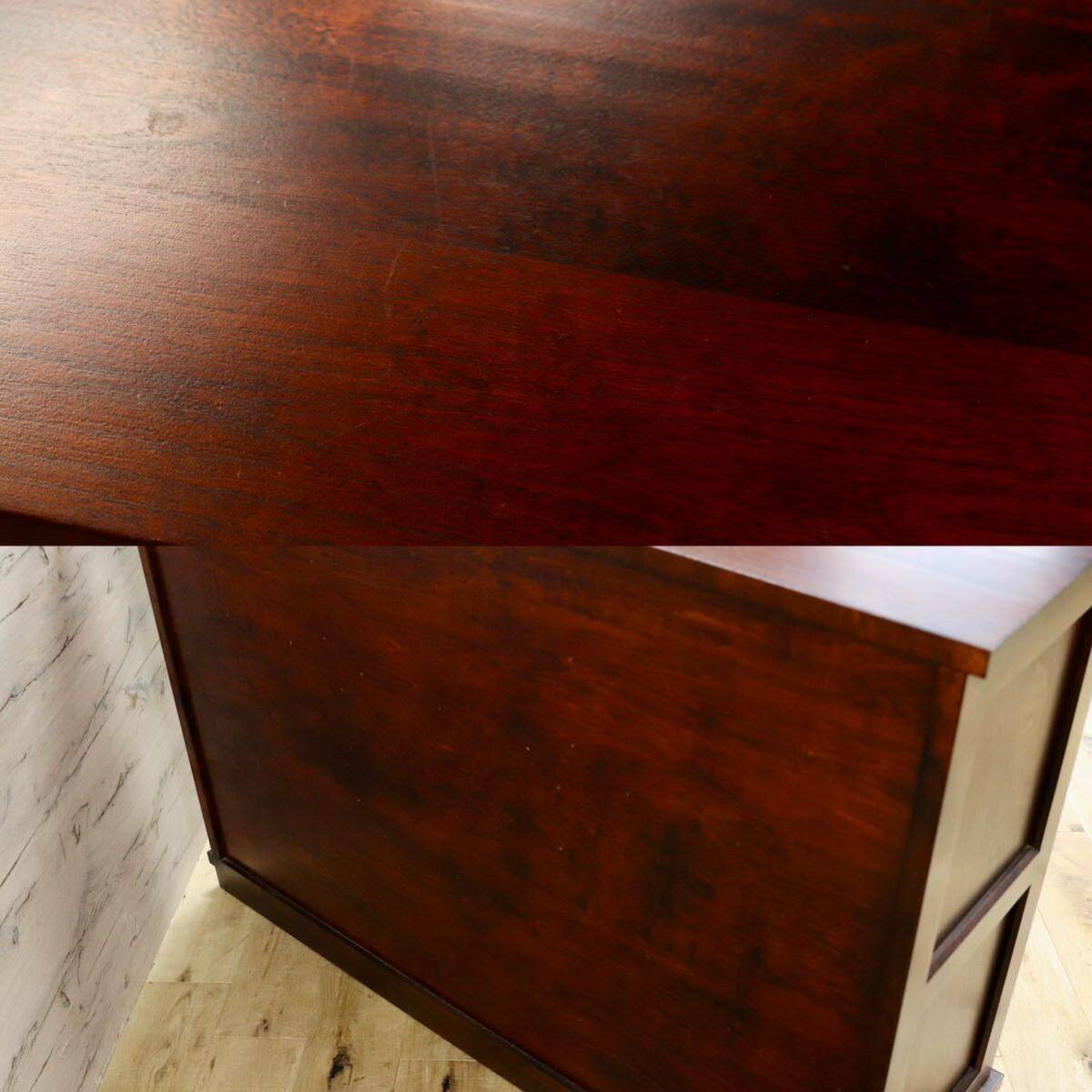 GMHH96○民藝家具 サイドボード リビングボード 茶棚 樺材 無垢材 和モダン レトロ 和室 座敷 検)九州民芸家具 松本民芸家具