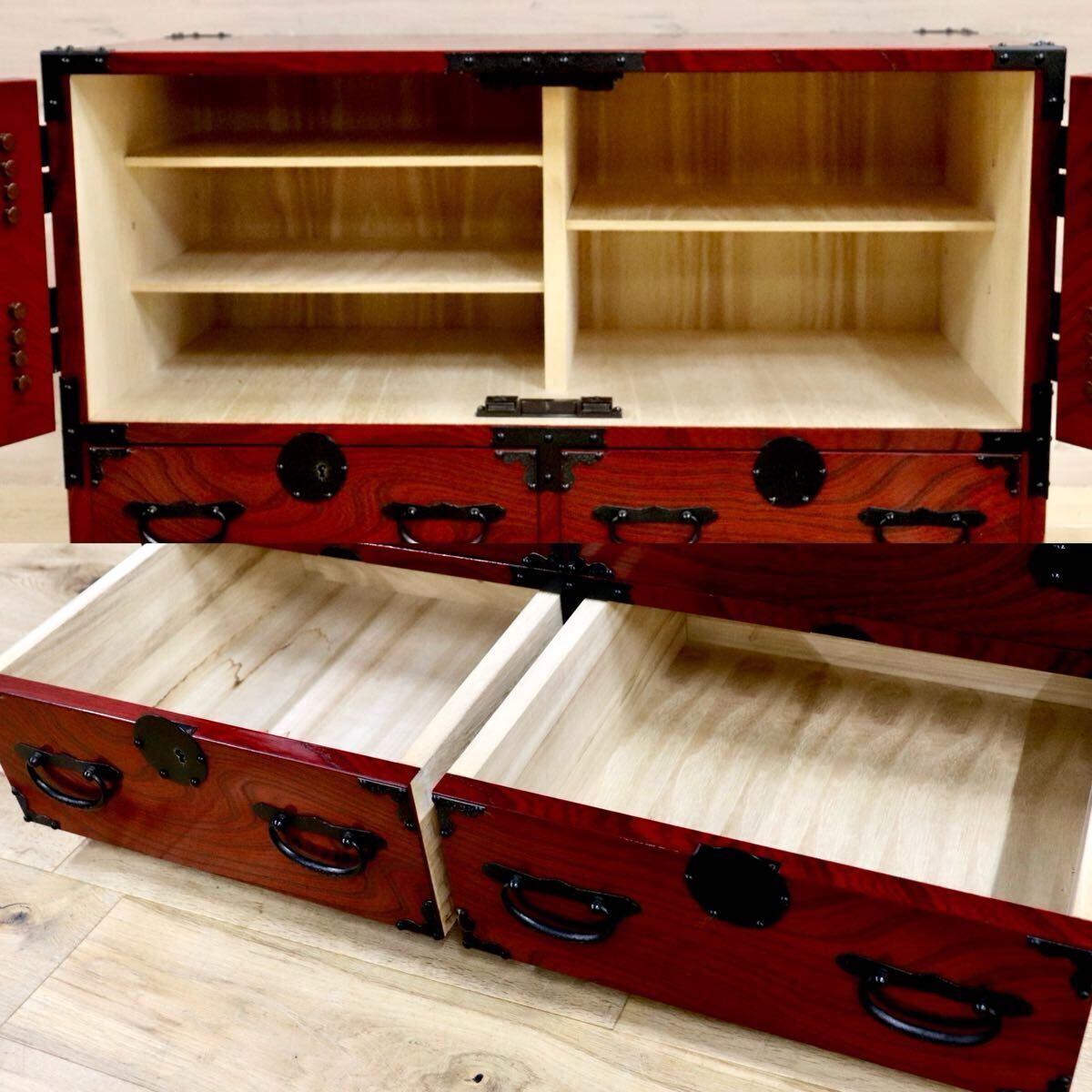 GMIS36B○青木産業 和箪笥 くれない 箪笥 チェスト 整理タンス 和家具 収納家具 欅 民芸家具 古民家 和室 座敷 和モダン レトロ