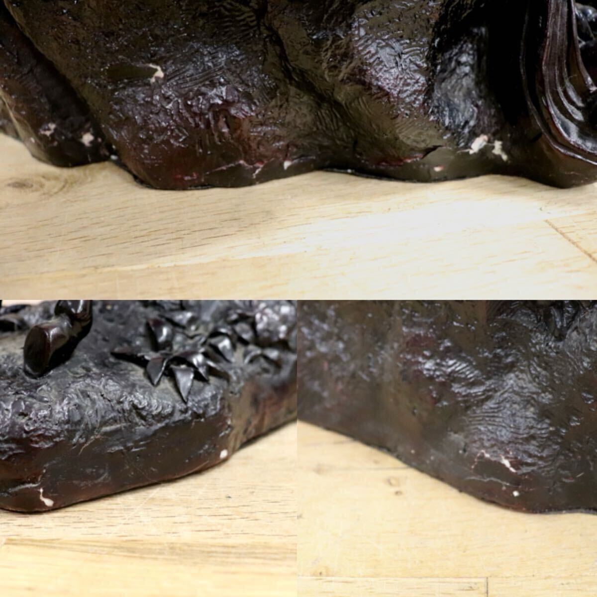 GMIH98A○九頭馬 馬の置物 縁起物 中国美術 木彫り風 樹脂製 アンティーク オブジェ