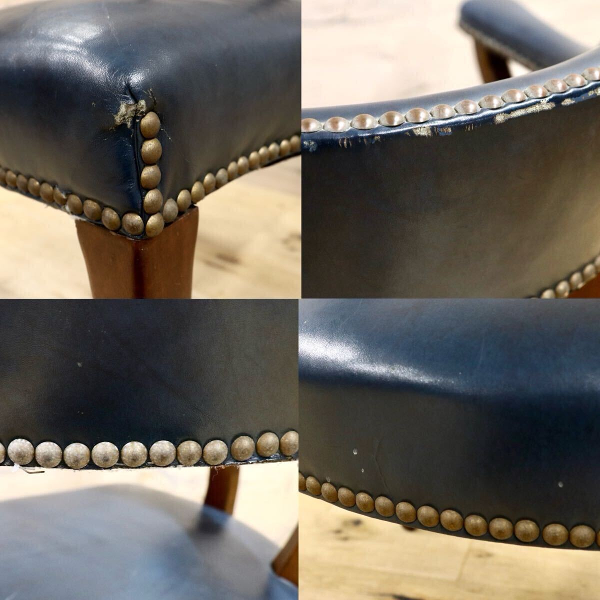 GMIK212○HICKORY CHAIR / ヒッコリーチェア ラウンジチェア 1人掛けソファ 鋲打ち 革張り ヴィンテージ アーリーアメリカン稀少