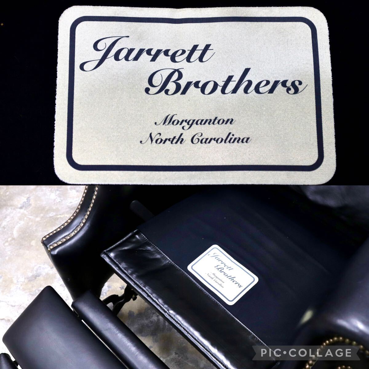 GMIK391○Jarrett Brothers / ジャレットブラザーズ DREXEL HERITAGE ドレクセル取扱い ウイングバックチェア 本革 黒 稀少 約45万