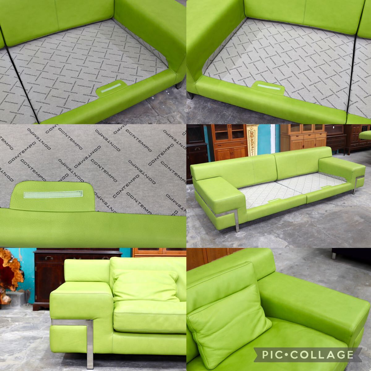 GMIK371○Contempo furniture / コンテンポ 大型 3人掛けソファ トリプルソファ イタリア製 本革 長椅子 検)cassina b&b arflex