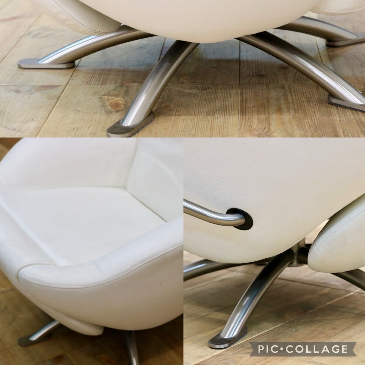 GMIO75○Cassina / カッシーナ K10 DODO ドド シェーズロング 総革 ホワイト 喜多俊之 1人掛けソファ リクライニングチェア 約140万