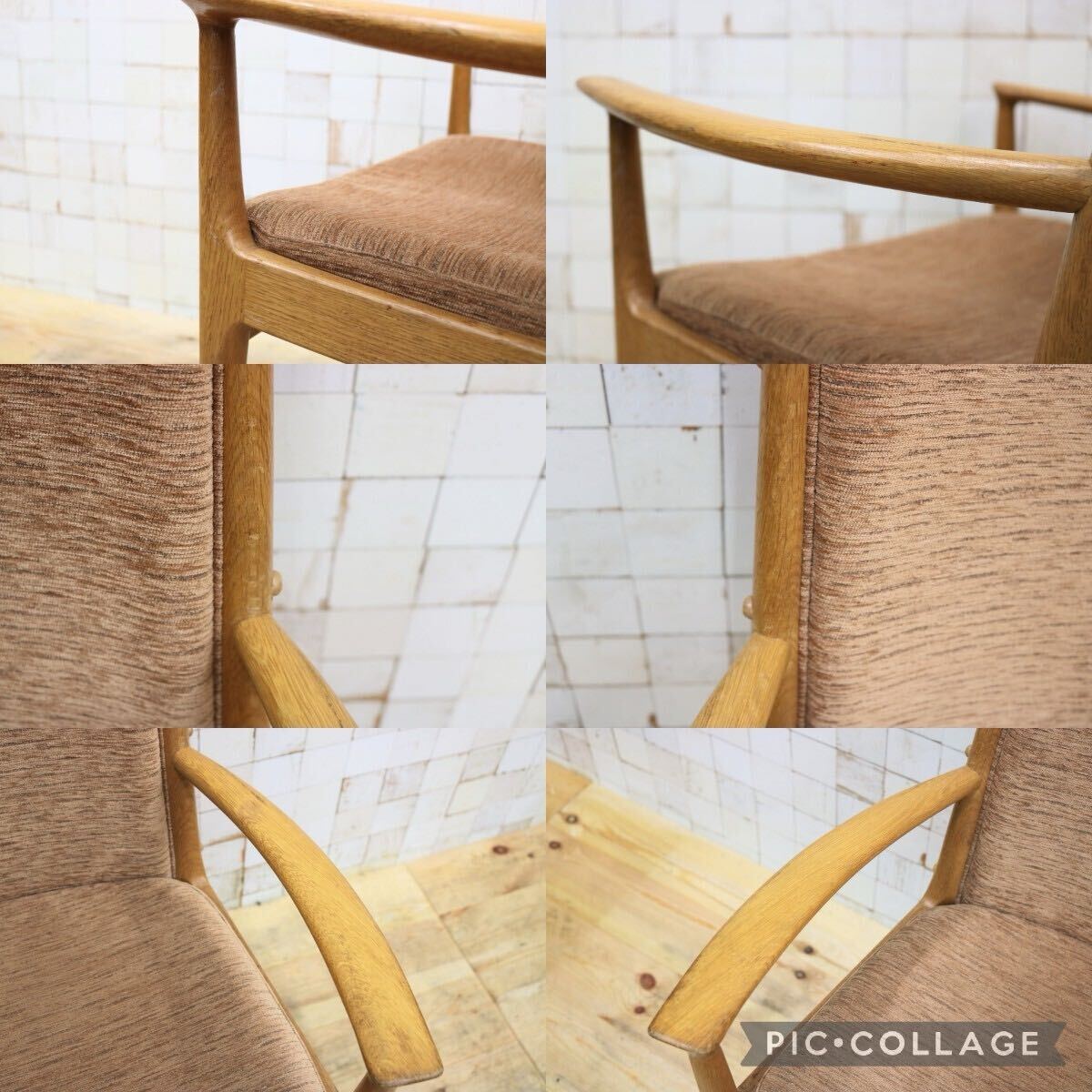 GMIK413AM○mobilia / モビリア DANISH 北欧ヴィンテージ アームチェア ダイニングチェア 椅子 オーク材 ファブリック 稀少 検)ウェグナー