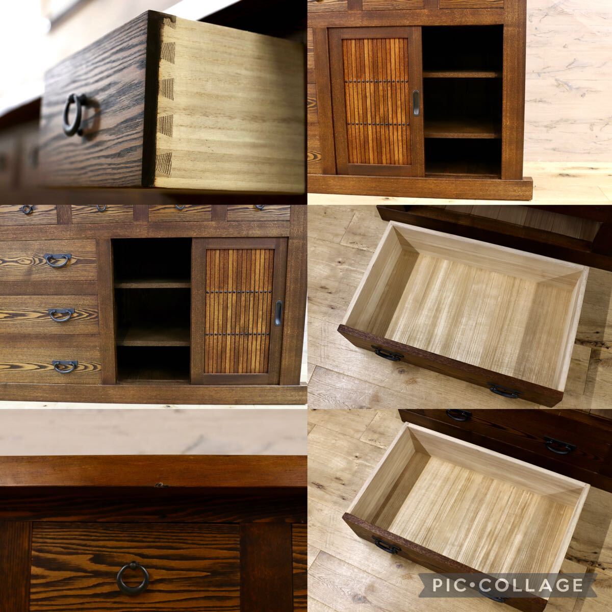 GMIH216○和モダン サイドボード リビングボード 民藝 アンティーク レトロ 古民家 旅館 和家具 無垢材 箪笥 チェスト 検)松本民芸 岩谷堂