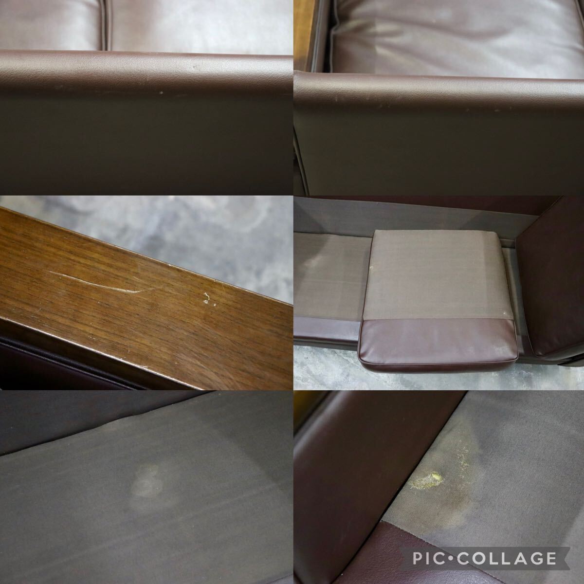 GMIH254○karimoku / カリモク US4553 3人掛けソファ トリプルソファ 長椅子 合皮 ブラウン 応接 国産家具