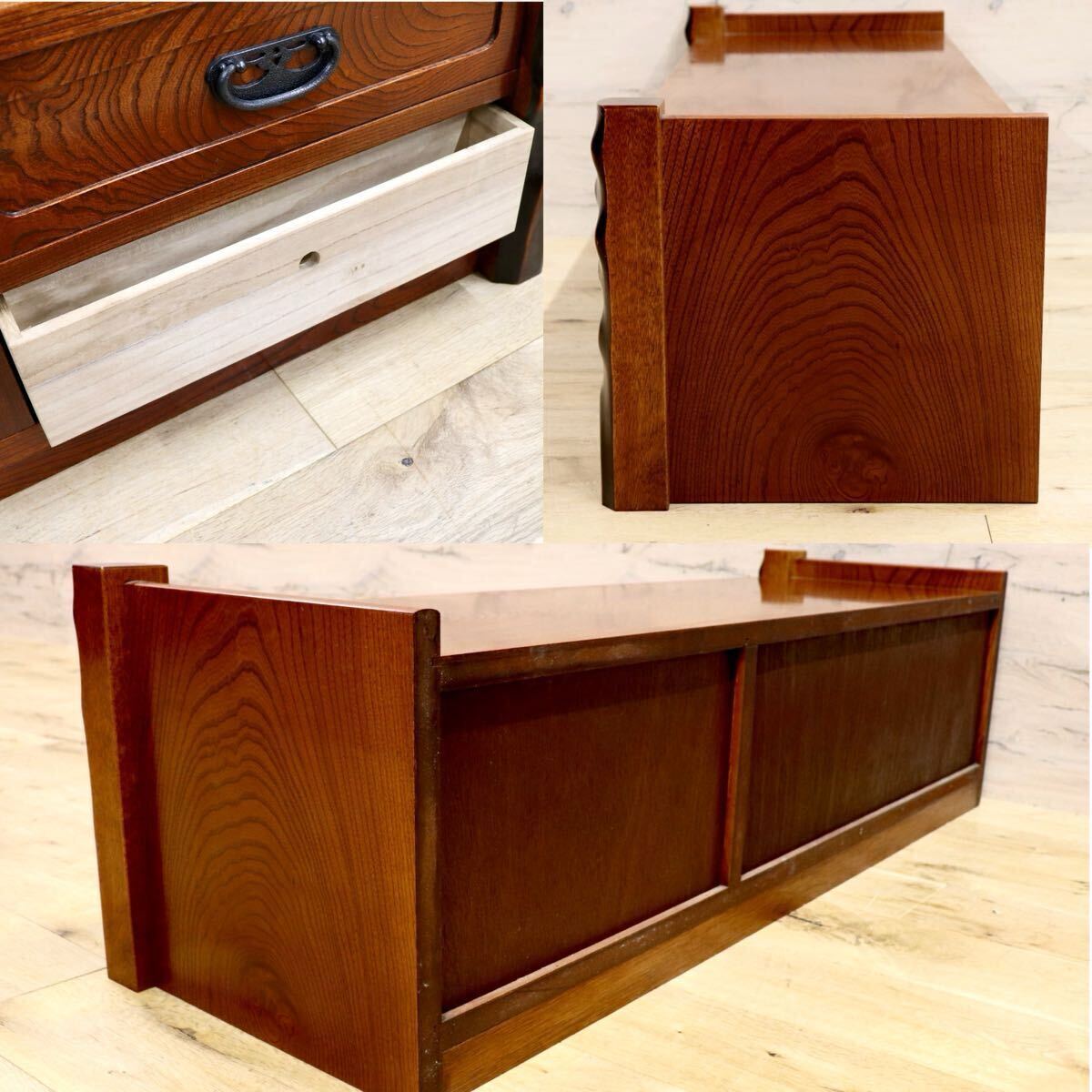 GMIH151○欅材 置き床 飾り棚 花台 ローボード 床の間 和室 茶室 和家具 伝統工芸 和モダン 茶棚 古民家