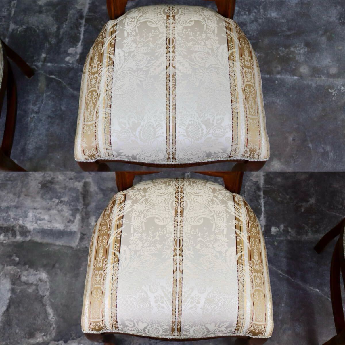 GMIK600B○イタリア製 ダイニングチェア アームレスチェア 食卓椅子 2脚セット 木製 ファブリック 猫脚 アンティーク調 クラシック