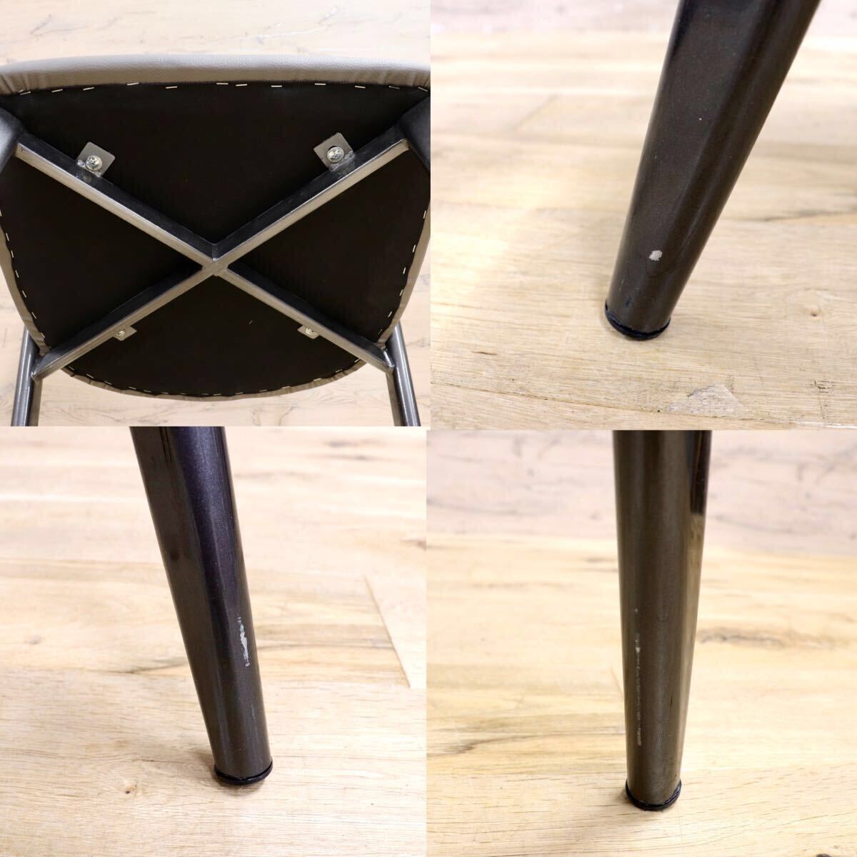 GMIS334E○モダン ダイニングチェア アームレスチェア 椅子 食卓椅子 レザー グレー シンプル スタイリッシュ インテリア 展示品