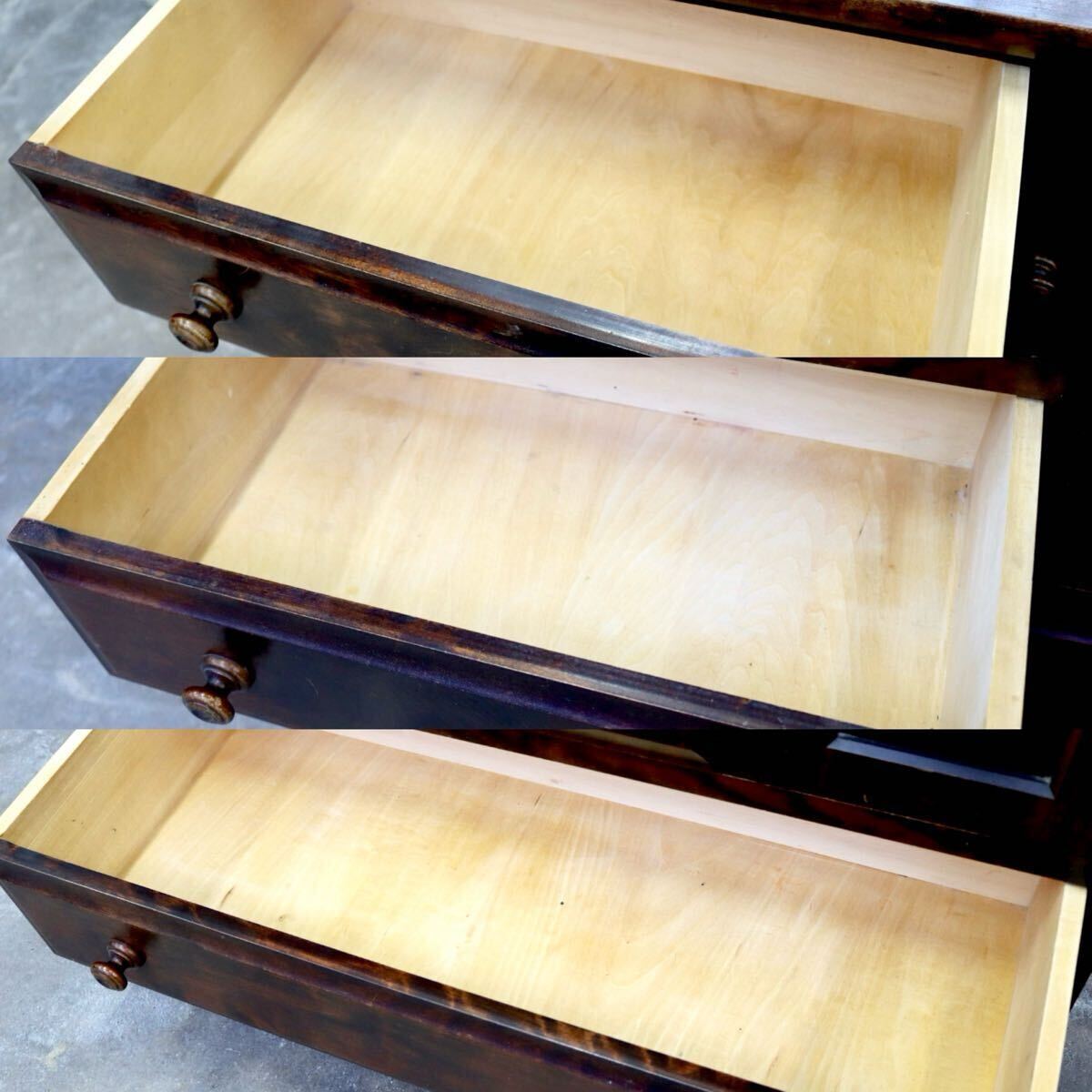 GMIH279○北海民芸家具 鏡台 化粧台 ドレッサー チェスト 整理箪笥 樺材 民藝 アンティーク 和家具 和モダン レトロ 古民家 国産家具