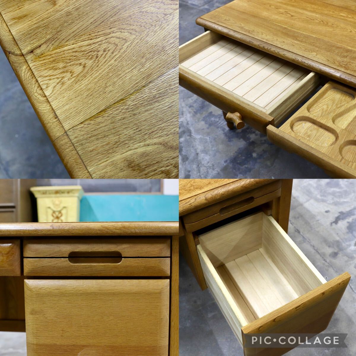 GMIH348○オーク無垢材 片袖机 デスク 学習机 パソコンデスク 工房家具 ナチュラル カントリー