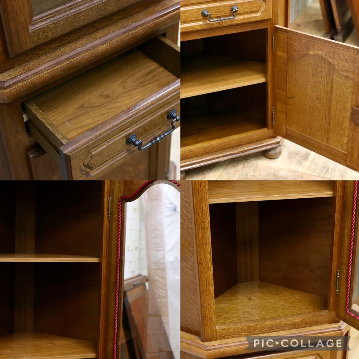 GMHS105○西洋 アンティーク オーク材 コーナーキャビネット 飾り棚 ヴィンテージ