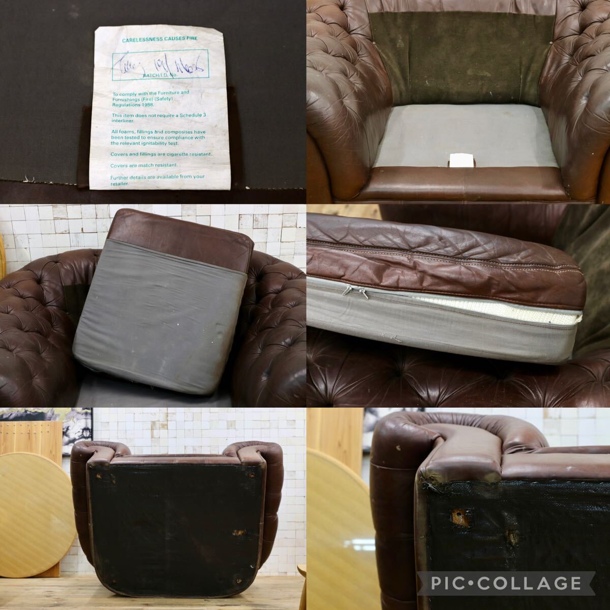 GMJK136○英国ヴィンテージ チェスターフィールド 本革 1人掛けソファ ラウンジソファ 英国クラシック 稀少 Furniture and Furnishings