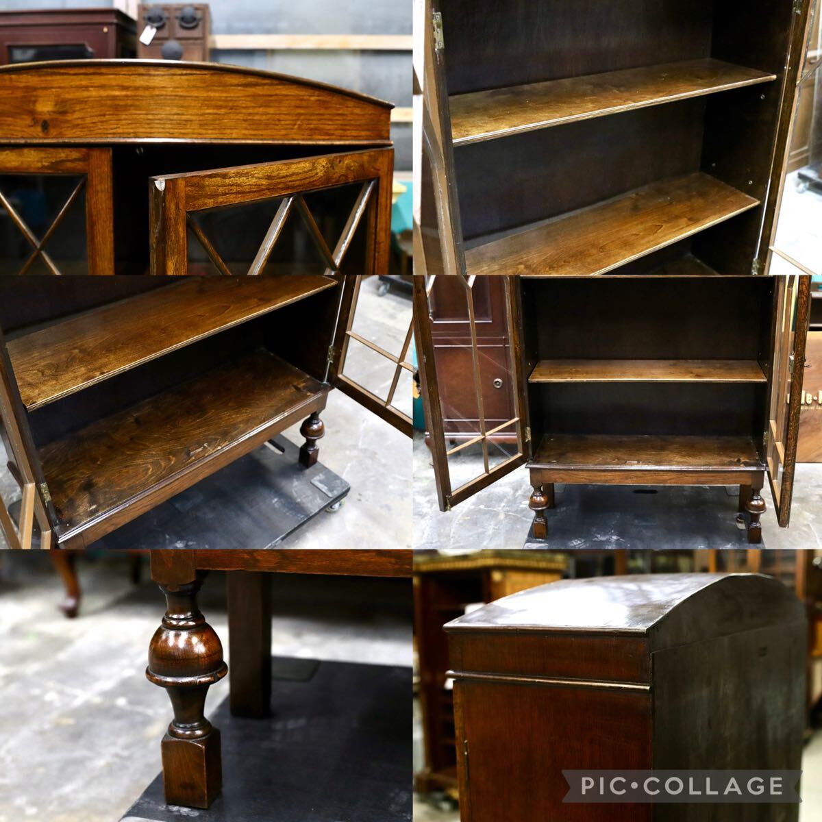 GMJS238○Lloyd’s Antiques / ロイズ・アンティークス 英国アンティーク オーク材 キャビネット ディスプレイキャビネット 約40万 稀少