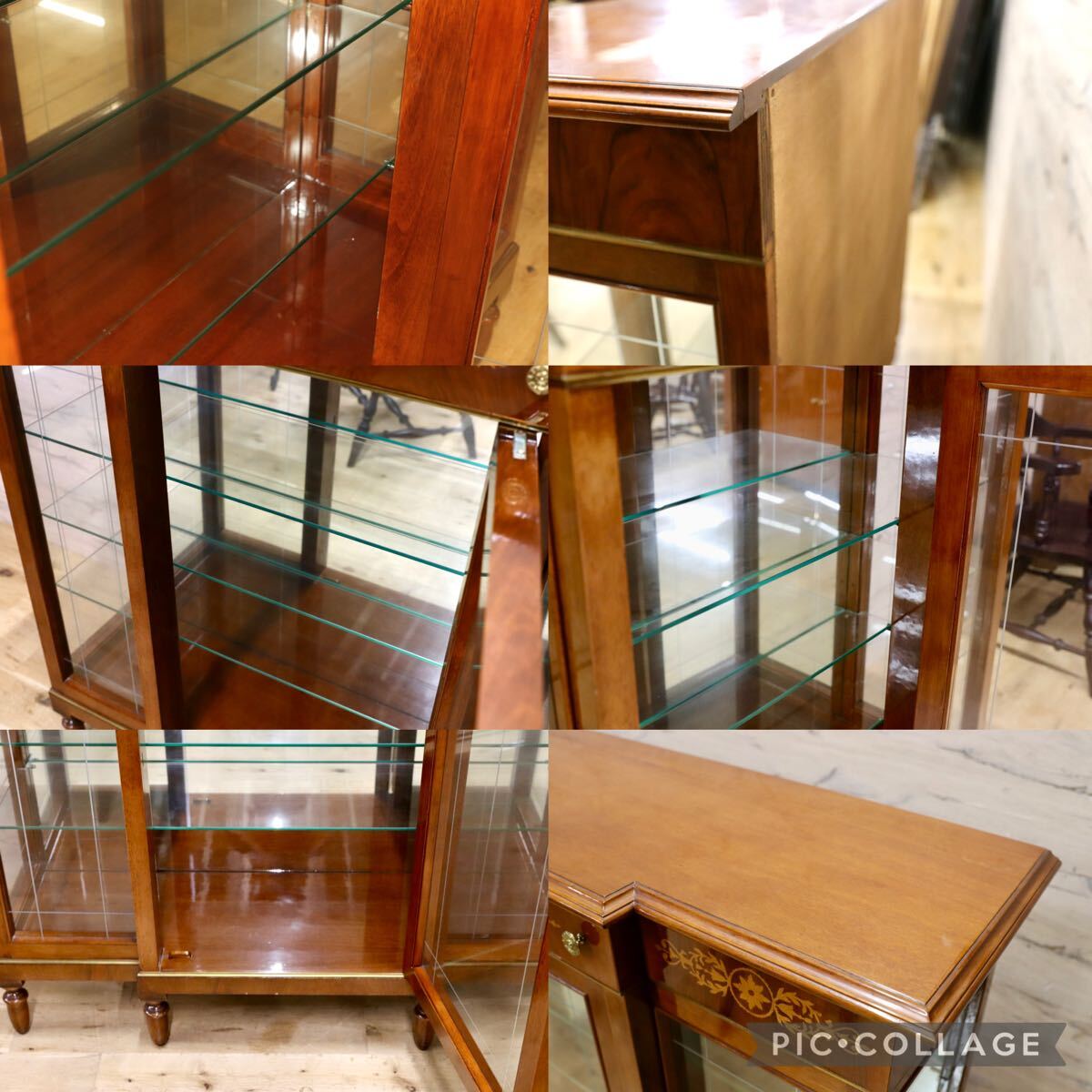 GMJK426○イタリアンクラシック 象嵌 キュリオケース ディスプレイキャビネット 飾り棚 キャビネット コレクションケース ヨーロピアン.