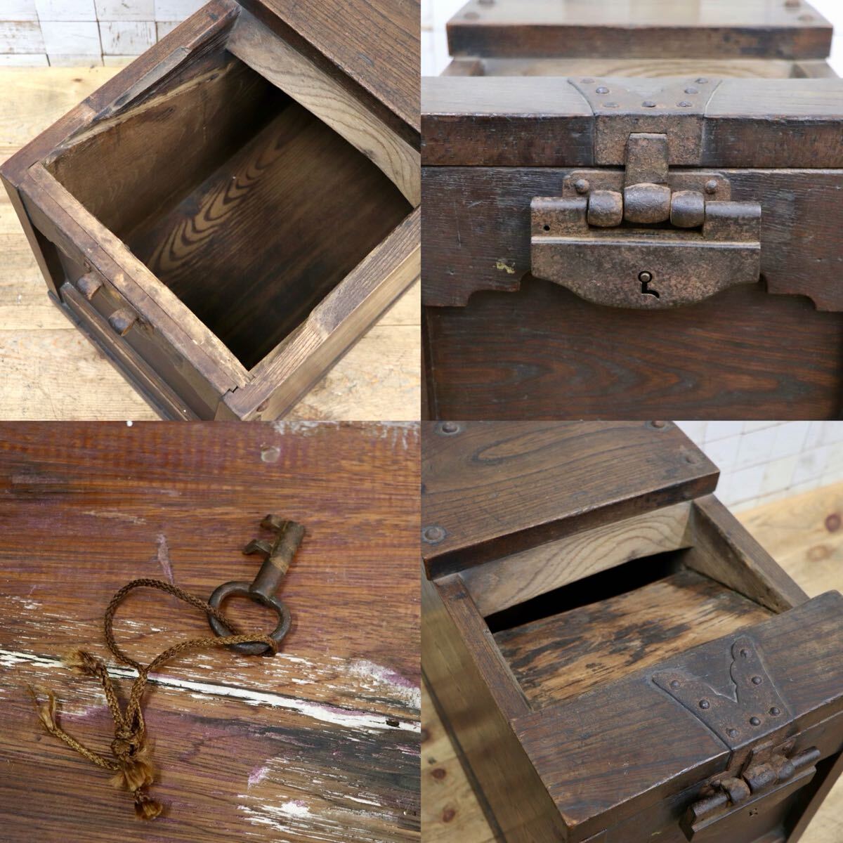 GMJS361J〇明治時代 賽銭箱 鍵付き 木製 古道具 時代物 アンティーク レトロ