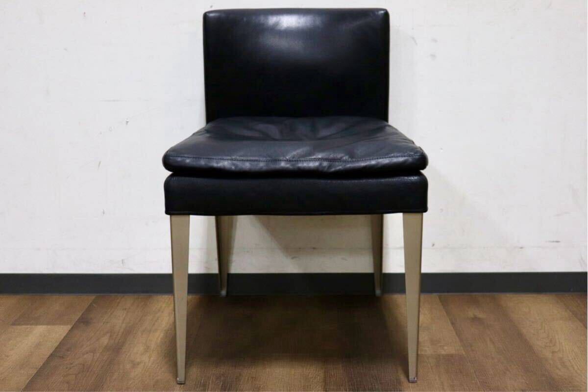 GMIK252A○B&B ITALIA MAXALTO EUNICE ダイニングチェア 椅子 レザー ブラック アントニオ・チッテリオ イタリアモダン 定価28.5万〜