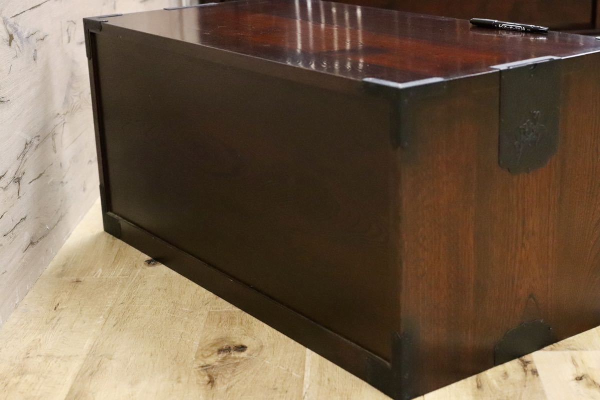 GMGK496A○時代箪笥 ローチェスト 整理箪笥 ローボード テレビボード 収納家具 和家具 レトロ 和室 欅材 和製アンティーク