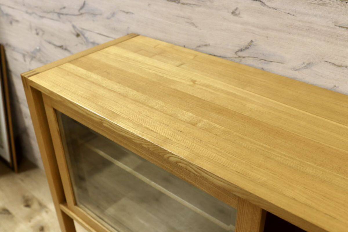 GMHS319○萩原家具 サイドボード リビングボード 茶棚 飾り棚 和モダン レトロ 漆塗 木製 検)モリシゲ