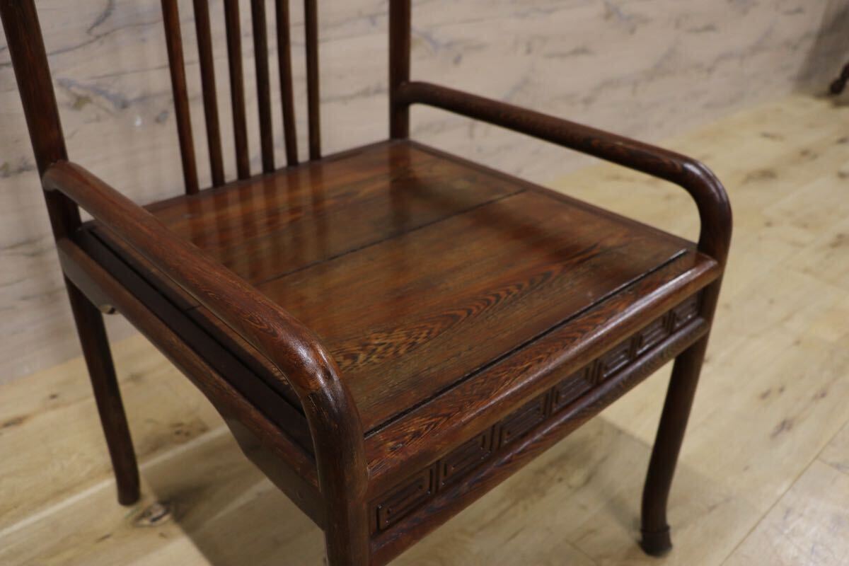 GMHS378M○唐木家具 鉄刀木 ダイニングチェア 食卓椅子 セミアームチェア アジアン ヴィンテージ オリエンタル 中国美術 椅子 木製家具