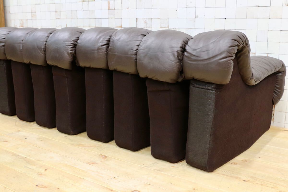 GMHK550○mobilia / モビリア スネークソファ 10連 名作 石原裕次郎 IDC大塚家具 北欧ヴィンテージ ブラウン de sede デセデ