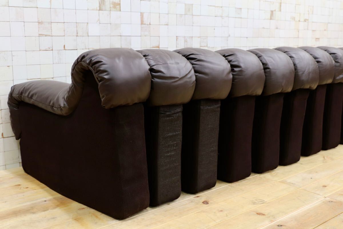 GMHK550○mobilia / モビリア スネークソファ 10連 名作 石原裕次郎 IDC大塚家具 北欧ヴィンテージ ブラウン de sede デセデ