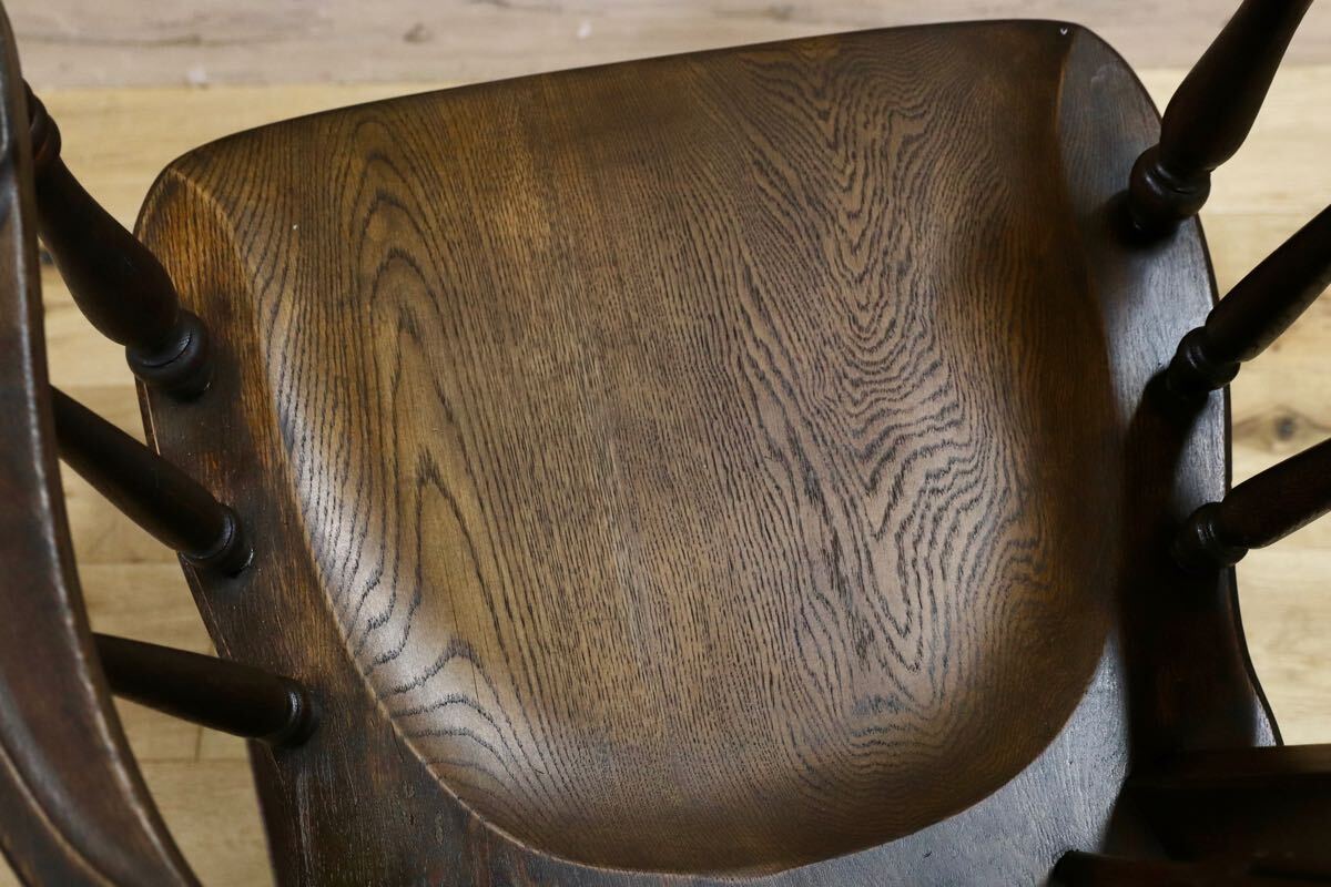 GMHS372○永田良介商店 ロッキングチェア 神戸家具 揺り椅子 楢無垢材 稀少 ヴィンテージ レトロ メンテナンス済み