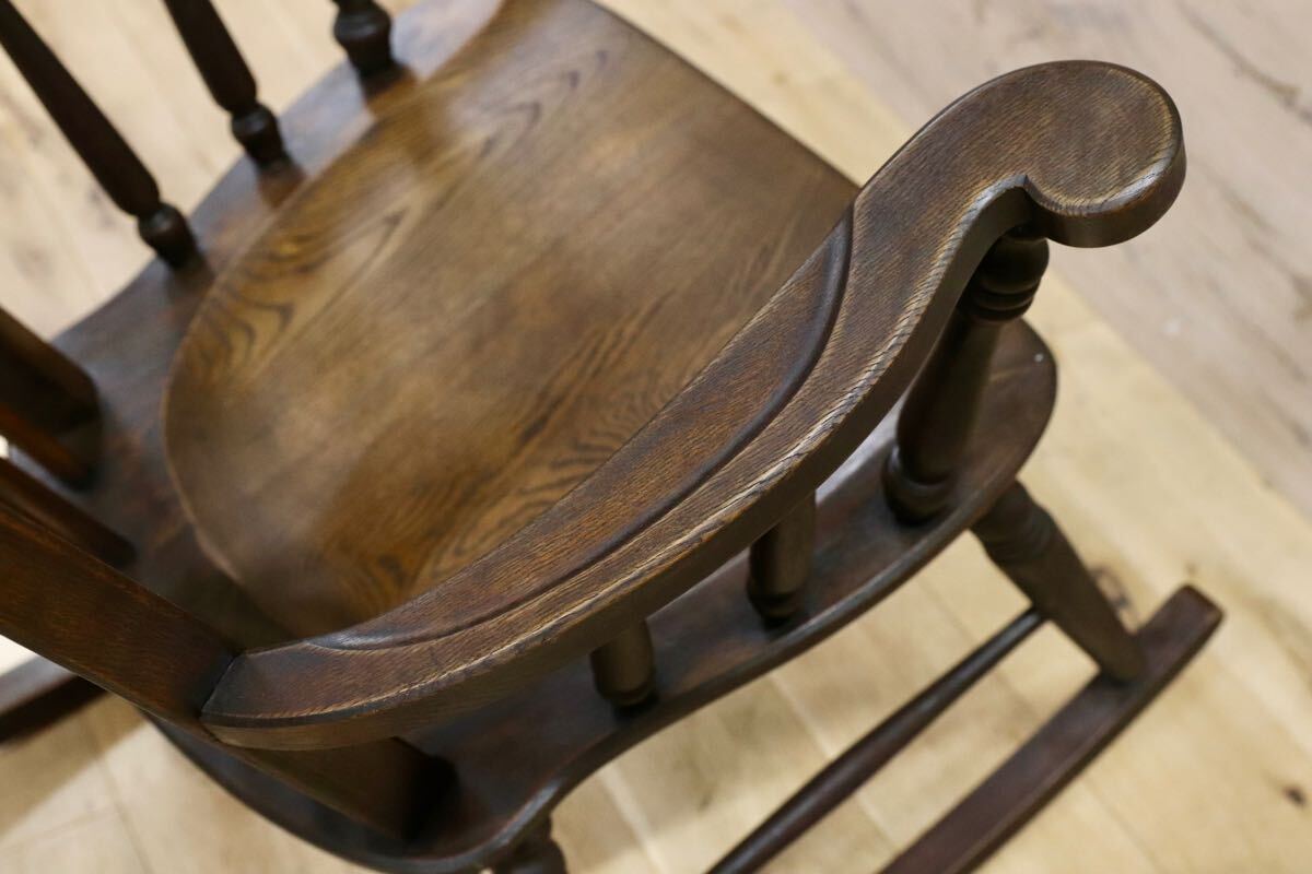 GMHS372○永田良介商店 ロッキングチェア 神戸家具 揺り椅子 楢無垢材 稀少 ヴィンテージ レトロ メンテナンス済み