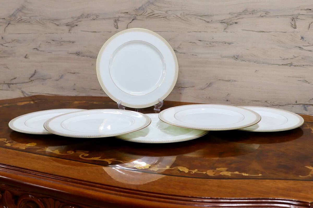 GMGS262○mikasa 洋食器 プレート 大皿6枚セット ゴールド ホワイト 