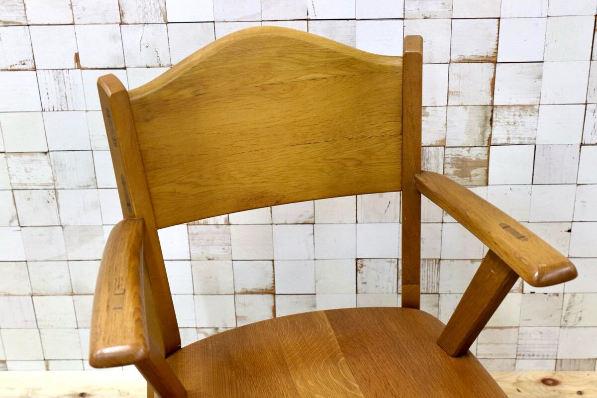 GMHH460○飛騨産業 / HIDA キツツキ アームチェア ダイニングチェア 椅子 2脚セット 楢無垢材 レトロ カントリー ヴィンテージ