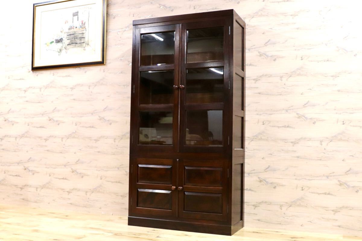 GMIS24○松本民芸家具 キャビネット 書棚 本棚 食器棚 カップボード ミズメザクラ 無垢材 和家具 和モダン