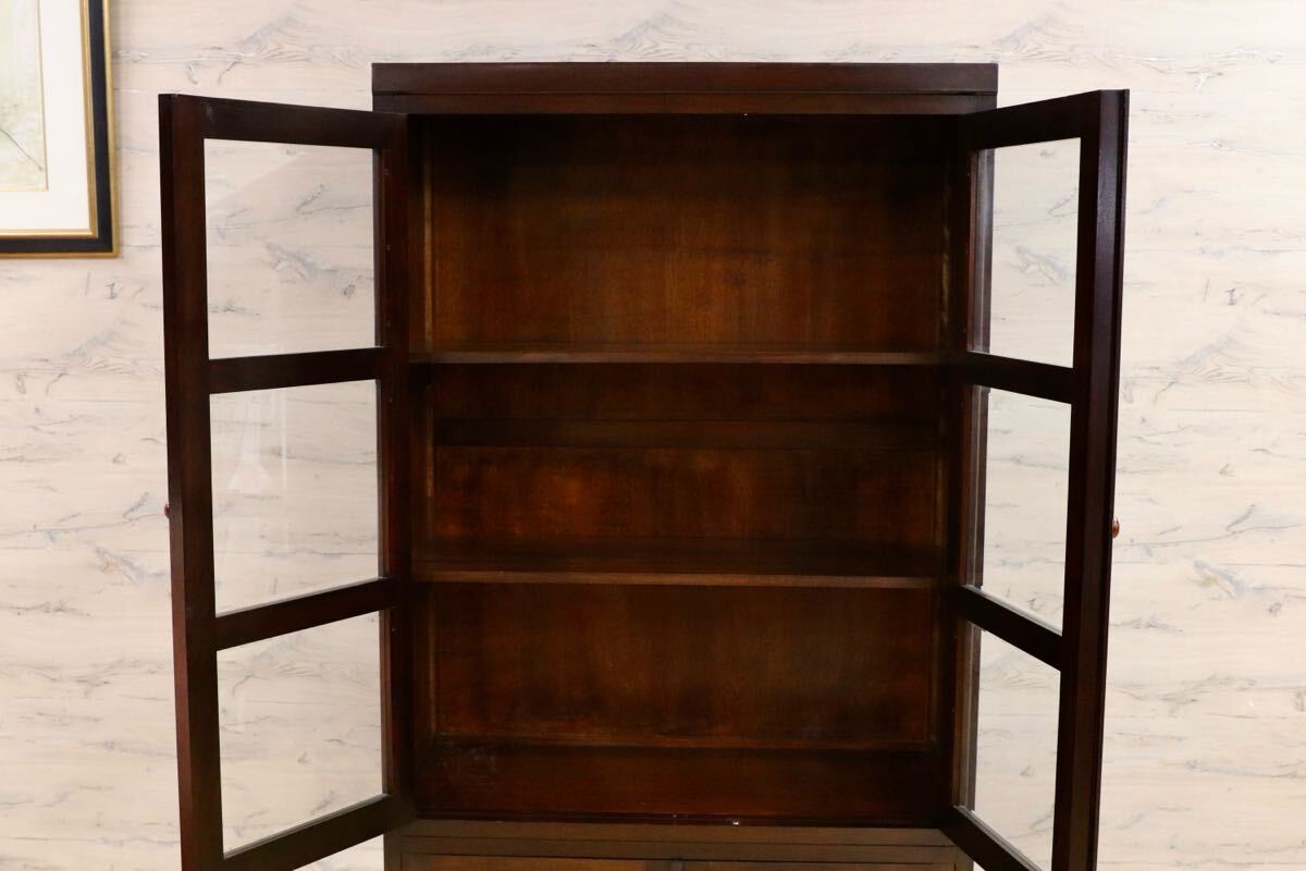 GMIS24○松本民芸家具 キャビネット 書棚 本棚 食器棚 カップボード ミズメザクラ 無垢材 和家具 和モダン