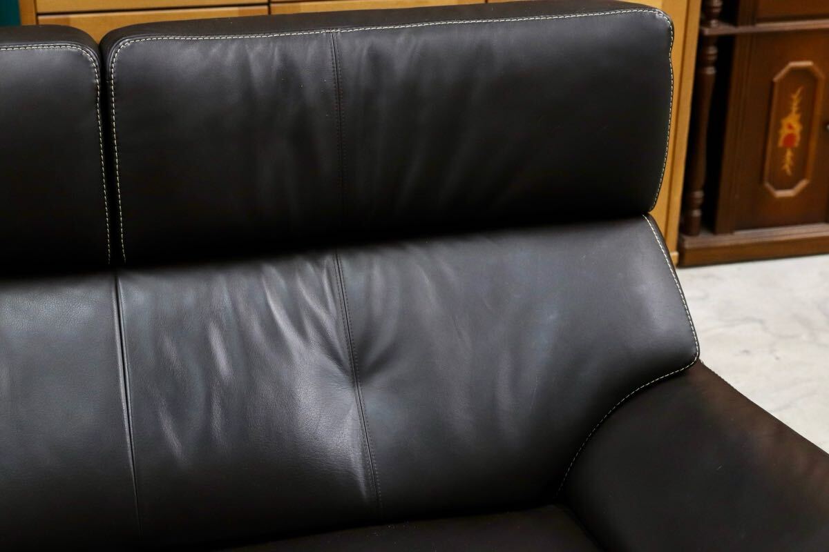 GMIK62○karimoku / カリモク ZT73 3人掛けソファ トリプルソファ 長椅子 本革 レザー 国産家具 定価約39.4万