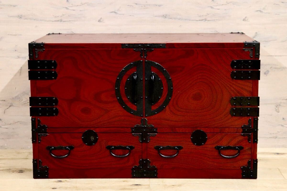 GMIS36B○青木産業 和箪笥 くれない 箪笥 チェスト 整理タンス 和家具 収納家具 欅 民芸家具 古民家 和室 座敷 和モダン レトロ