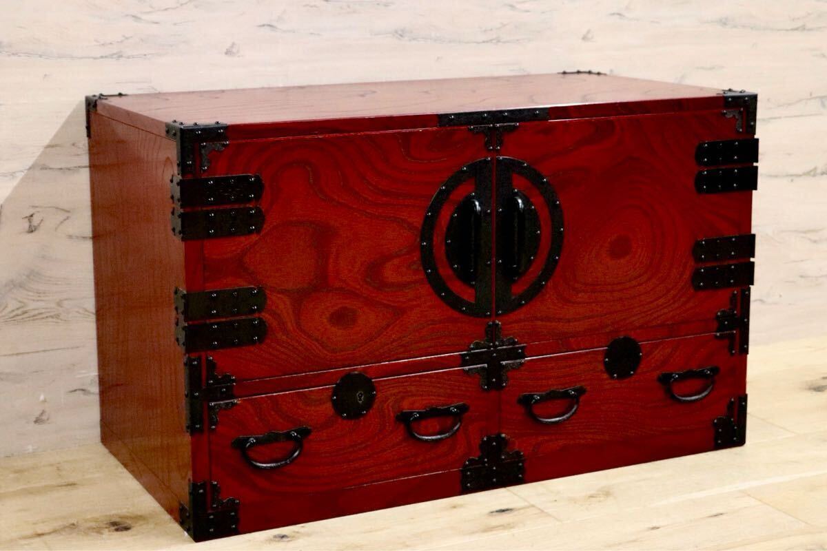 GMIS36B○青木産業 和箪笥 くれない 箪笥 チェスト 整理タンス 和家具 収納家具 欅 民芸家具 古民家 和室 座敷 和モダン レトロ