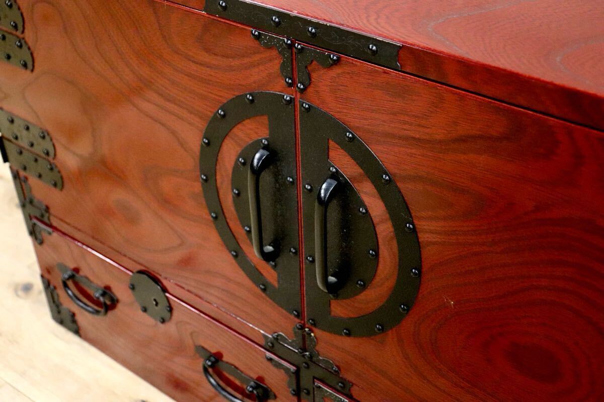 GMIS36B○青木産業 和箪笥 くれない 箪笥 チェスト 整理タンス 和家具 収納家具 欅 民芸家具 古民家 和室 座敷 和モダン レトロ