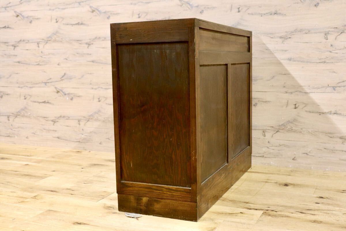 GMIH82○袖机 脇机 引出し収納 古家具 楢材 無垢 和家具 昭和レトロ アンティーク 家具