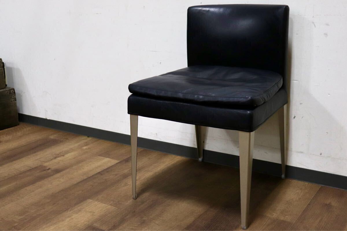 GMIK252A○B&B ITALIA MAXALTO EUNICE ダイニングチェア 椅子 レザー ブラック アントニオ・チッテリオ イタリアモダン 定価28.5万〜