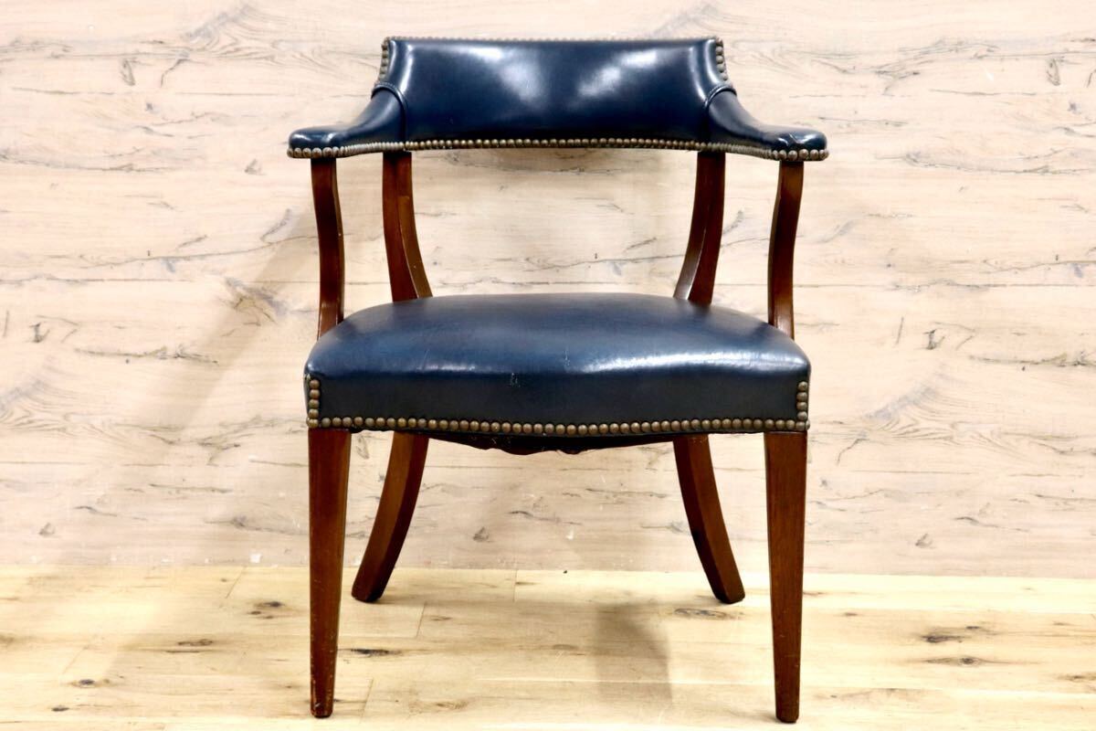 GMIK212○HICKORY CHAIR / ヒッコリーチェア ラウンジチェア 1人掛けソファ 鋲打ち 革張り ヴィンテージ アーリーアメリカン稀少