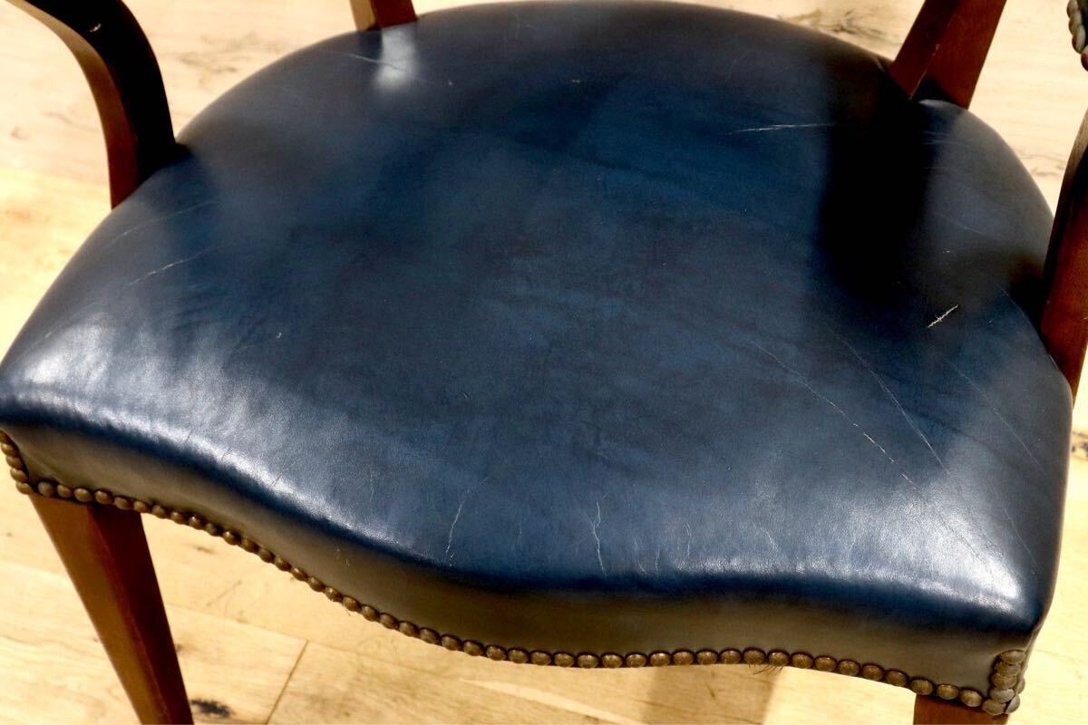 GMIK212○HICKORY CHAIR / ヒッコリーチェア ラウンジチェア 1人掛けソファ 鋲打ち 革張り ヴィンテージ アーリーアメリカン稀少