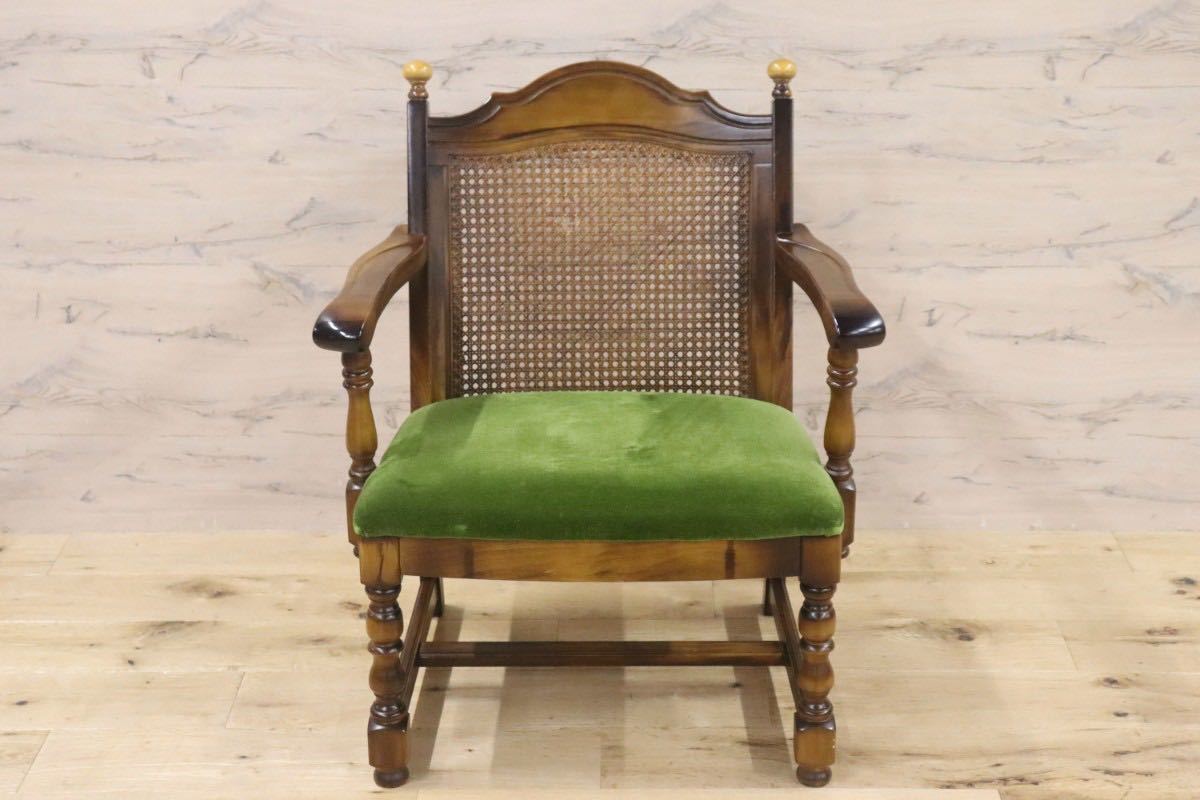 GMGN356D○karimoku / カリモク オールドカリモク コロニアル ラウンジチェア 椅子 シングルソファ ファブリック ベロア ブナ材
